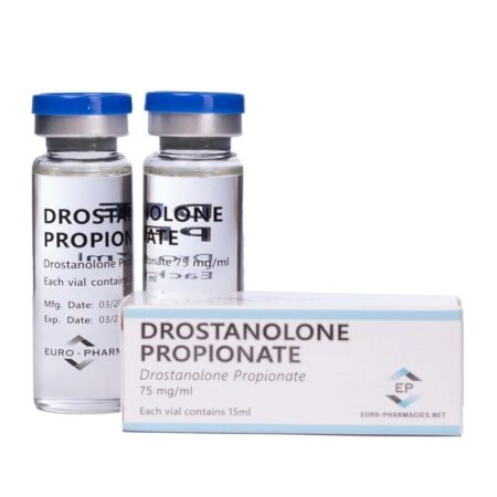 A vial of Drostanolone Propionate (15 ml) by Euro-Pharmacies, a premium cutting steroid for muscle definition