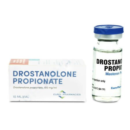 A vial of Drostanolone Propionate (15 ml) by Euro-Pharmacies, a premium cutting steroid for enhanced muscle hardness and definition