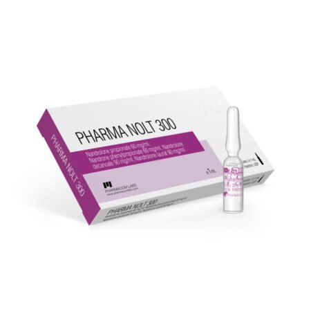 A set of Pharma NOLT 300 Ampoules by Pharmacom Labs, a powerful Nandrolone blend for muscle growth, strength, and recovery