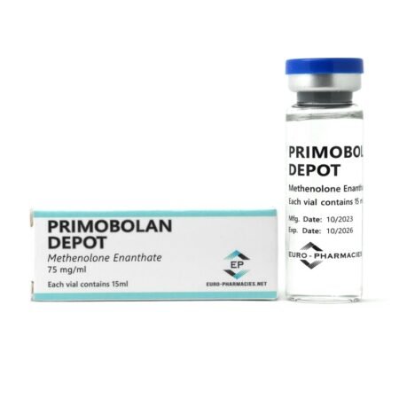 A vial of Primobolan Depot (15 ml) by Euro-Pharmacies, an anabolic steroid for lean muscle growth and cutting cycles